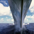 USS Missouri bow looking down waterline