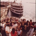 from the top deck of the ss st. claire passengers watch the ss columbia built in 1902. both vessels are bound for - nara - 549707