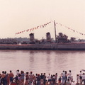 U.S. Navy destroyer USS Kidd (DD-661) arriving in Baton Rouge, Louisiana, on May 23 1982